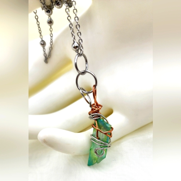 Custom Made Necklace,angel Aura Quartz,24in - Picture 1 of 5
